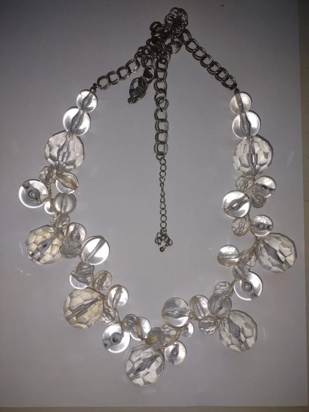Vintage Clear Crystal Beaded Statement Necklace 15” Bridal Glam